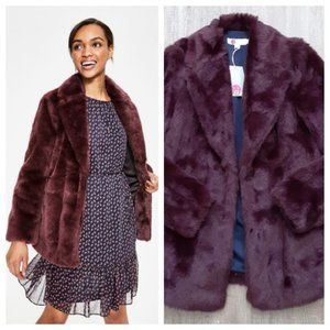 Burgundy Faux Fur Coat (Boden)